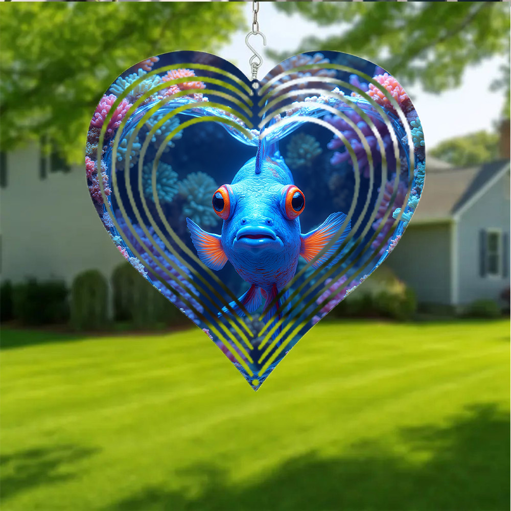 Aquarium Marine Blue - 2D плоский металлический синий колокольчик-бубенчик в